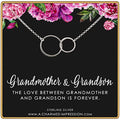 Sterling Silver Connected Circles Necklace Grandmother Grandson Eternal Bond Family Gift Adjustable Chain