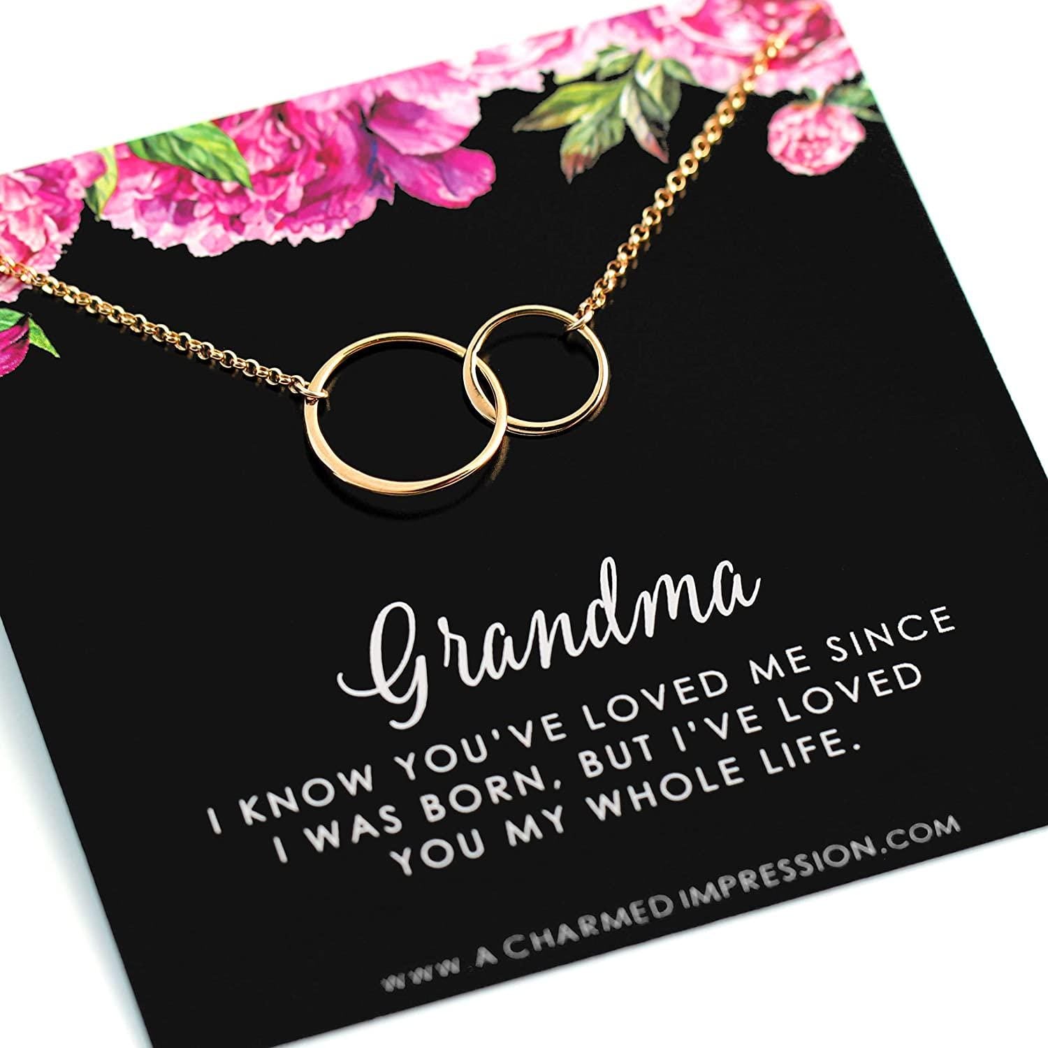 14k Gold Grandma Necklace: Sentimental Keepsake Gift with Card