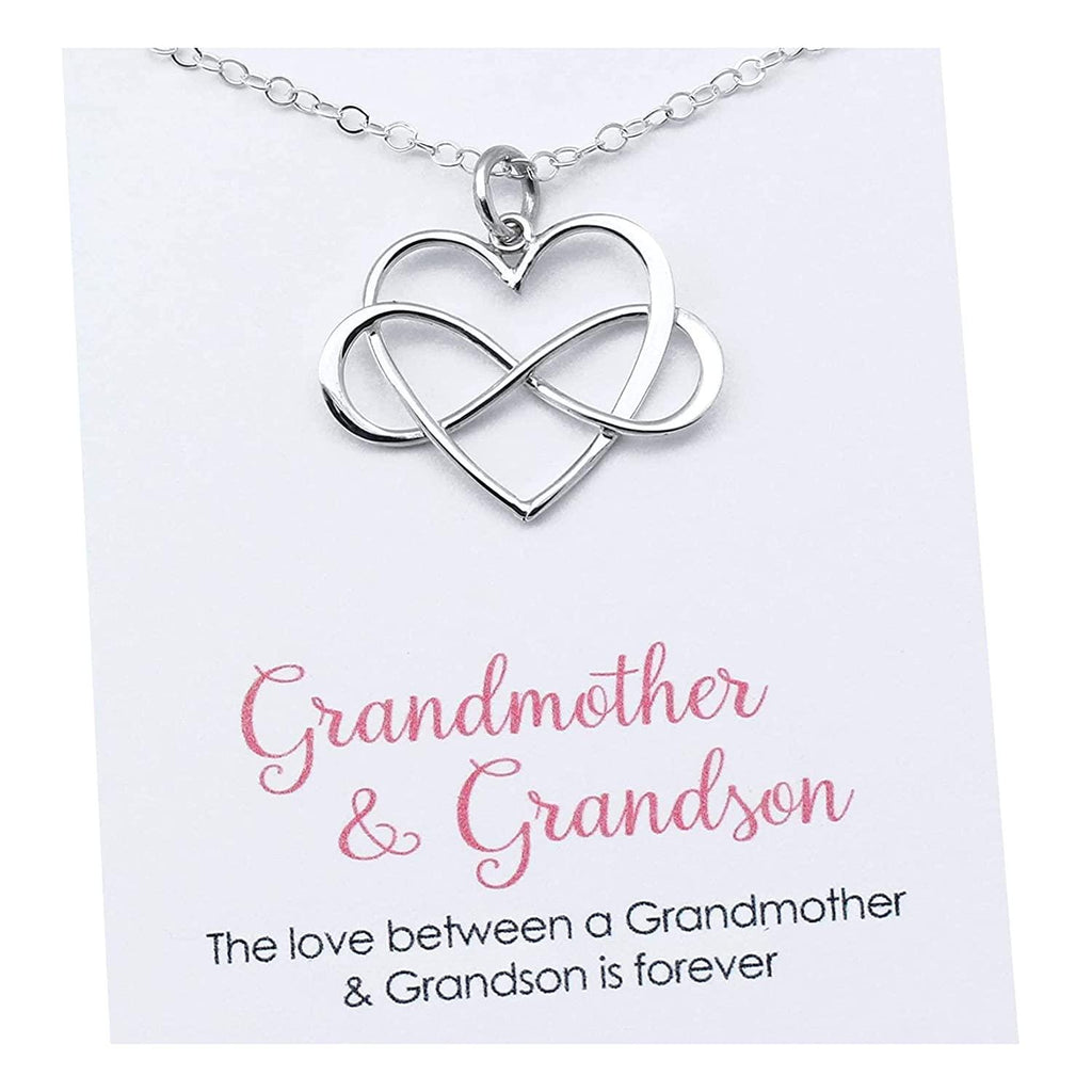 Gift for Grandma  Intentional Grandmother & Grandson Necklace  Infinity Heart Pendant  Sterling Silver  Infinite Love
