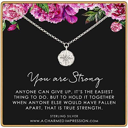 You Are Strong Sterling Silver Necklace: Encouragement Gift