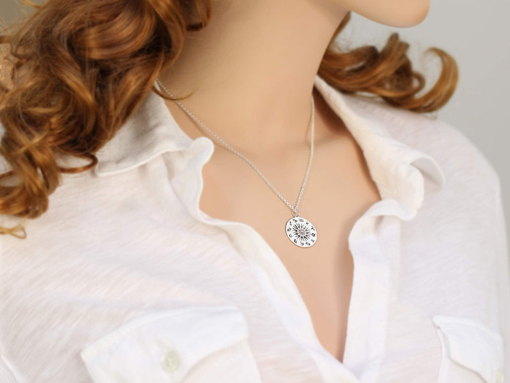 Sterling Silver Astrology Pendant Necklace: Zodiac Sun Moon Signs