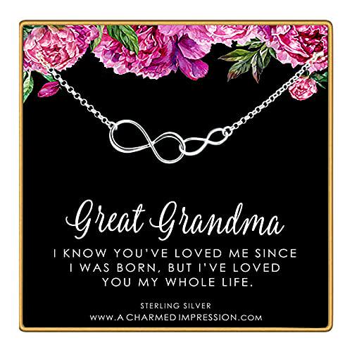 Great Grandma Gifts  Great Grandmother & Grandchild  Sterling Silver Infinity Necklace  Keepsake Gift From Granddaughter Grandson