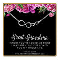 Great Grandma Gifts  Great Grandmother & Grandchild  Sterling Silver Infinity Necklace  Keepsake Gift From Granddaughter Grandson