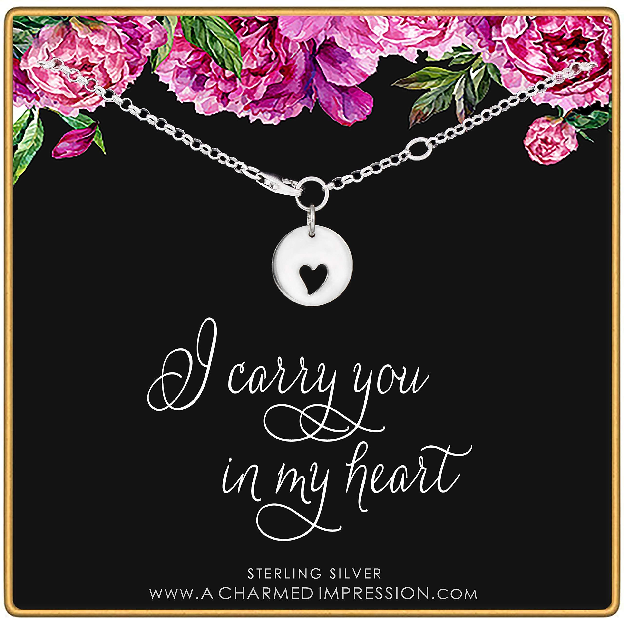 Sterling Silver Heart Cutout Charm Bracelet: Memorial Jewelry