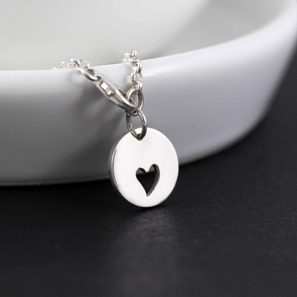 Sterling Silver Heart Cutout Charm Bracelet: Memorial Jewelry