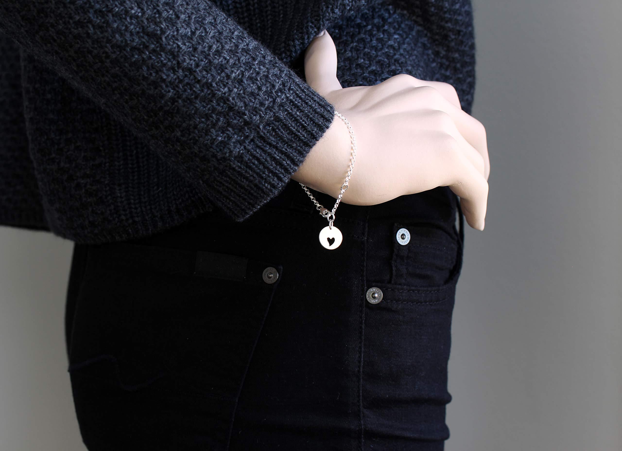 Sterling Silver Heart Cutout Charm Bracelet: Memorial Jewelry