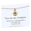 Gold Compass Charm Necklace: Handcrafted Bronze, Gift for Wife