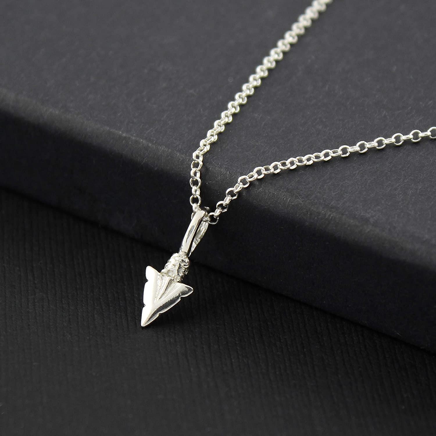 Warrior Jewelry  Encouragement Gifts for Women  Silver Arrowhead Necklace  Never Stop Fighting  Sobriety Infertility ****