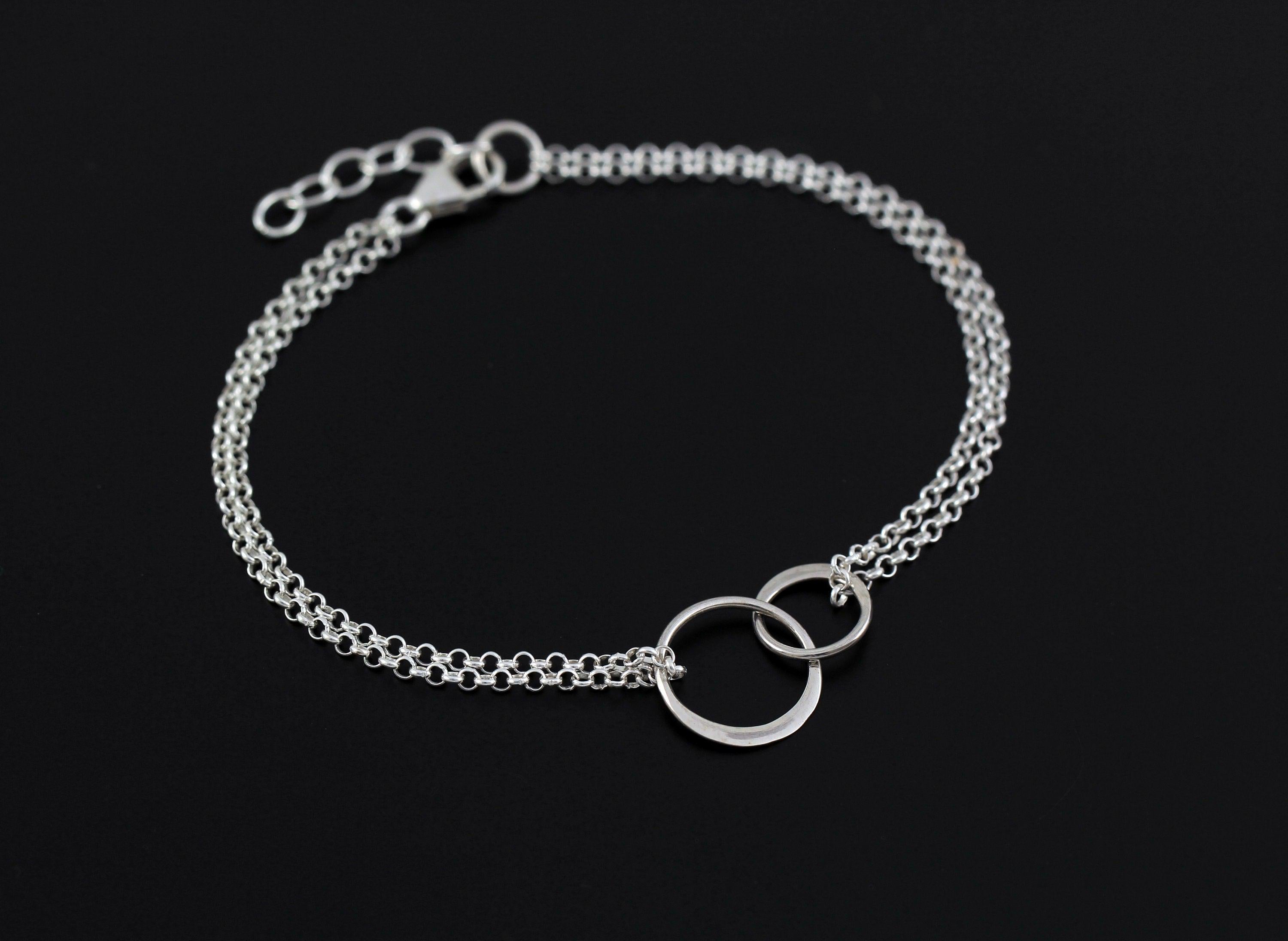 Adopted Daughter Bracelet, Sterling Silver Connected Circles Charm, Interlocking 14k Gold Filled Circle Jewelry, Infinite Love