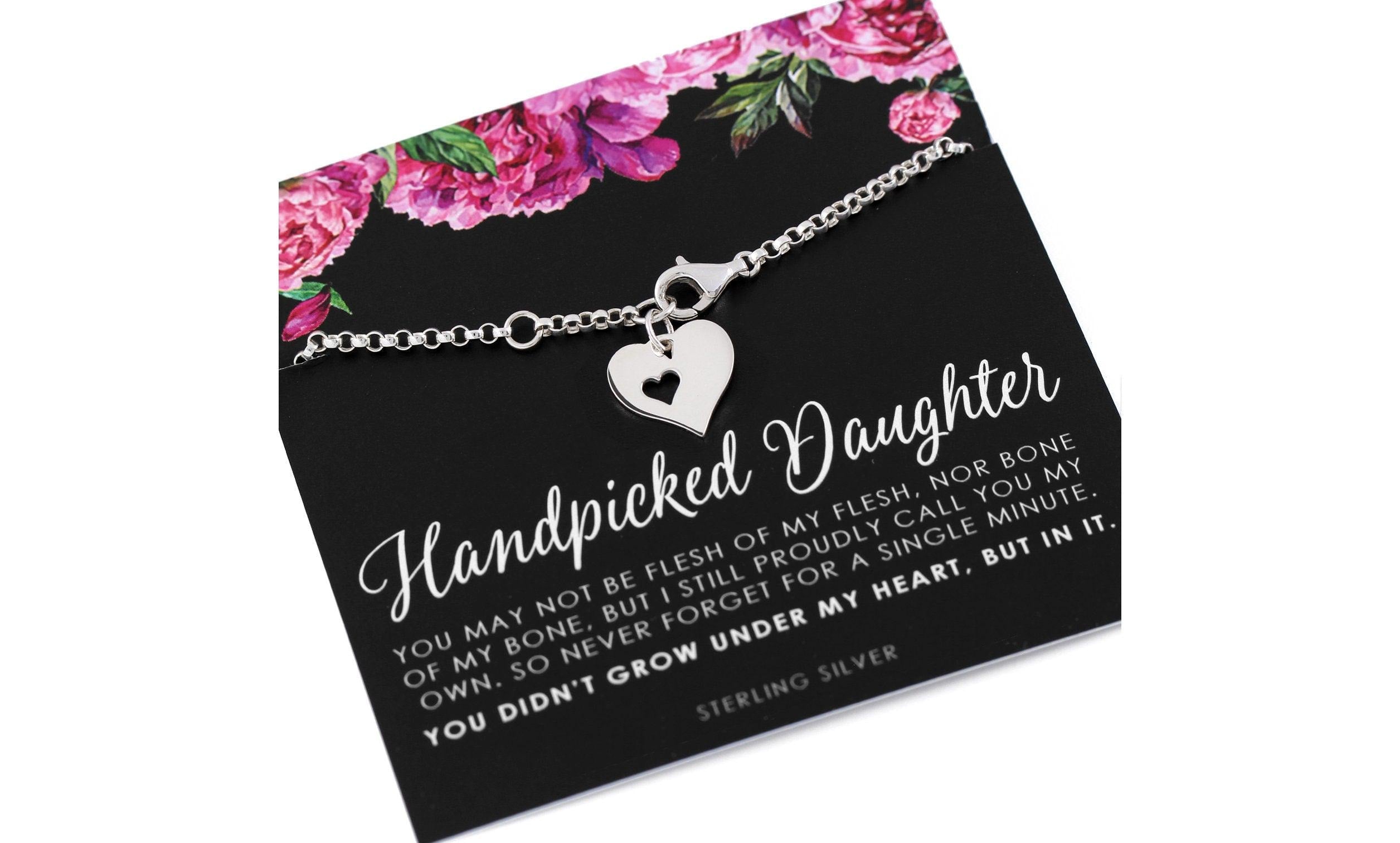 Heart Charm Bracelet: Stepdaughter, Bonus Daughter, Adopted Child - Gold or Silver