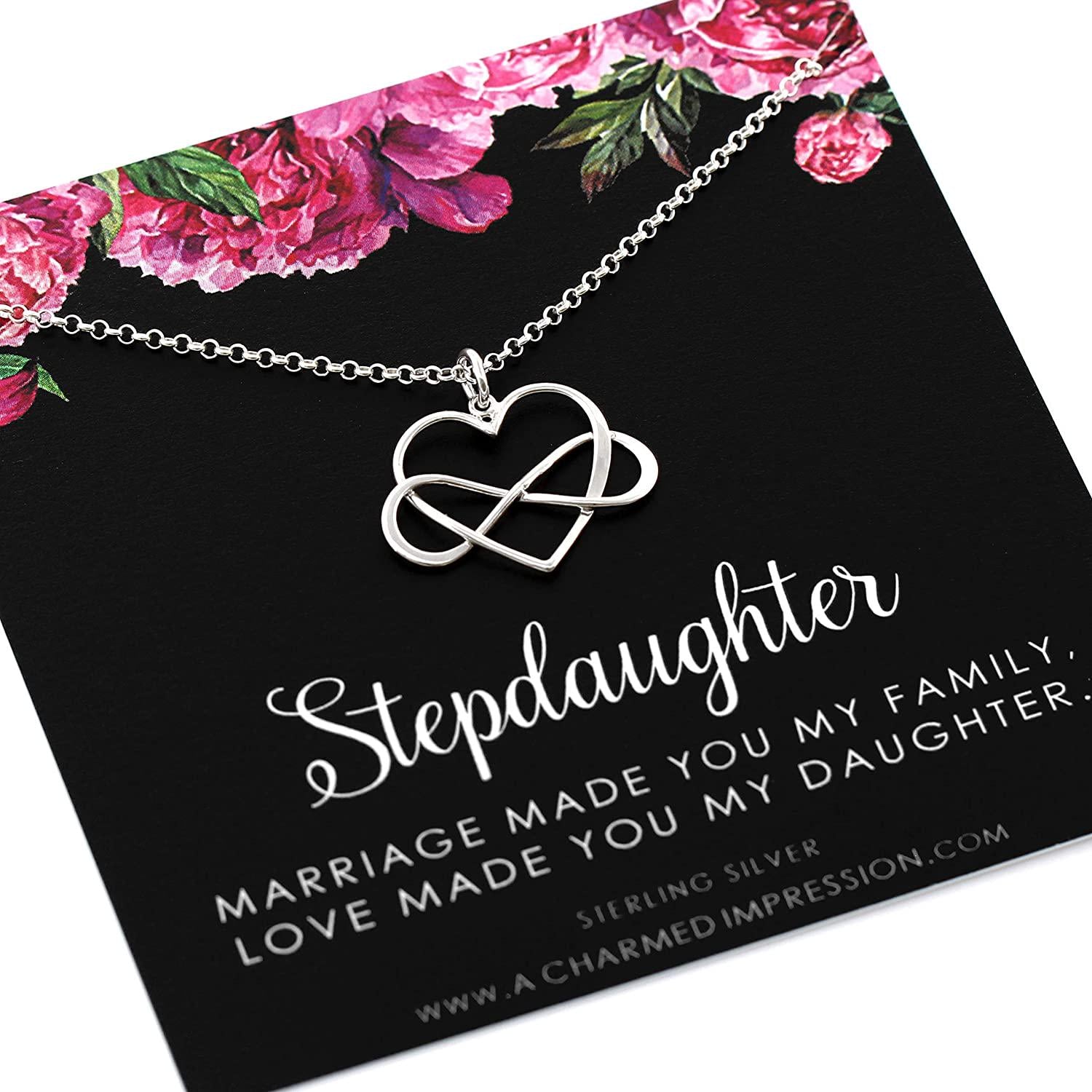 Sterling Silver Infinity Heart Necklace: Stepdaughter Gift