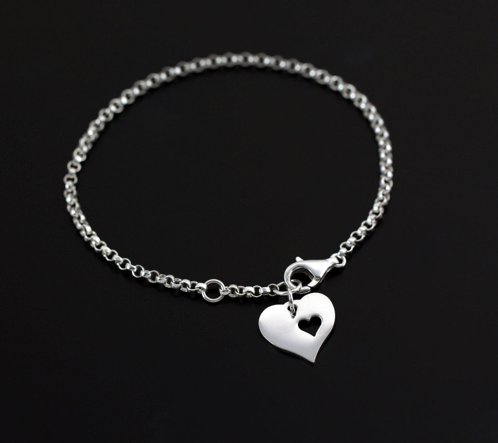 Heart Charm Bracelet: Stepdaughter, Bonus Daughter, Adopted Child - Gold or Silver