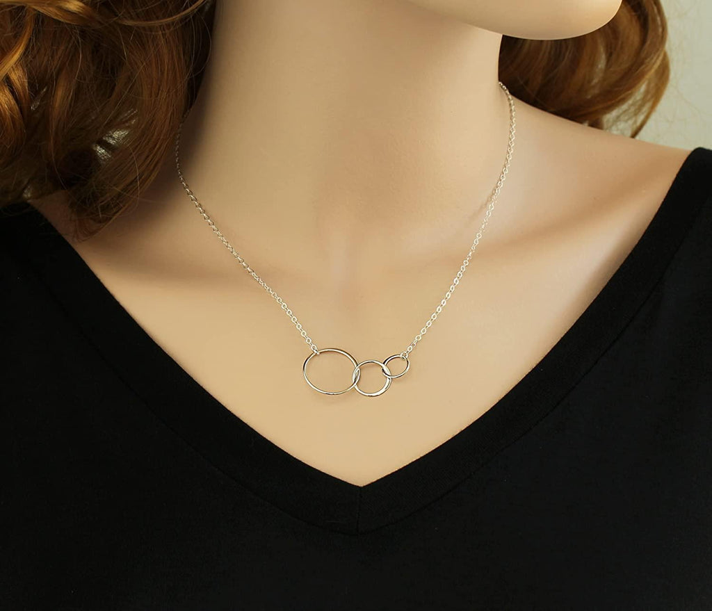 Sterling Silver Three Circle Necklace: 30th Birthday Gift
