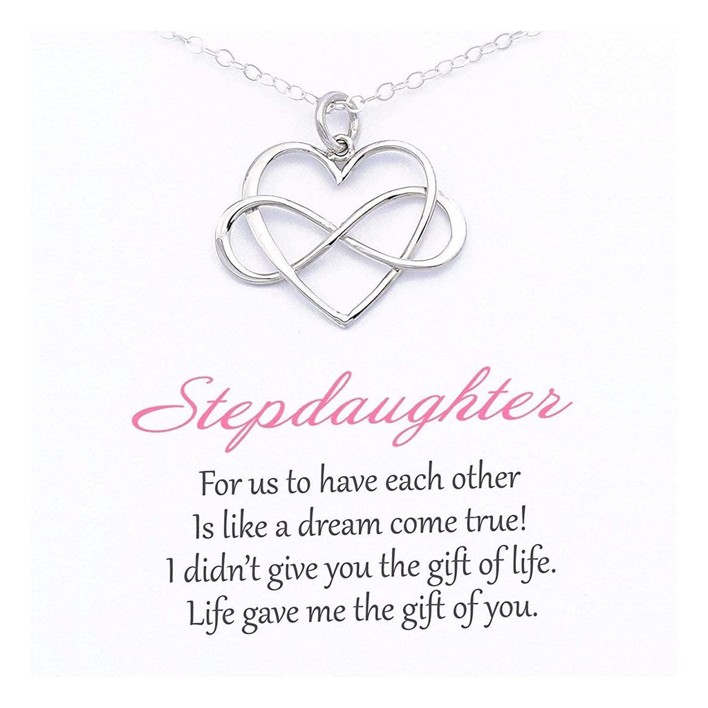 Stepmom Stepdaughter Gift: Sterling Silver Infinity Heart Necklace
