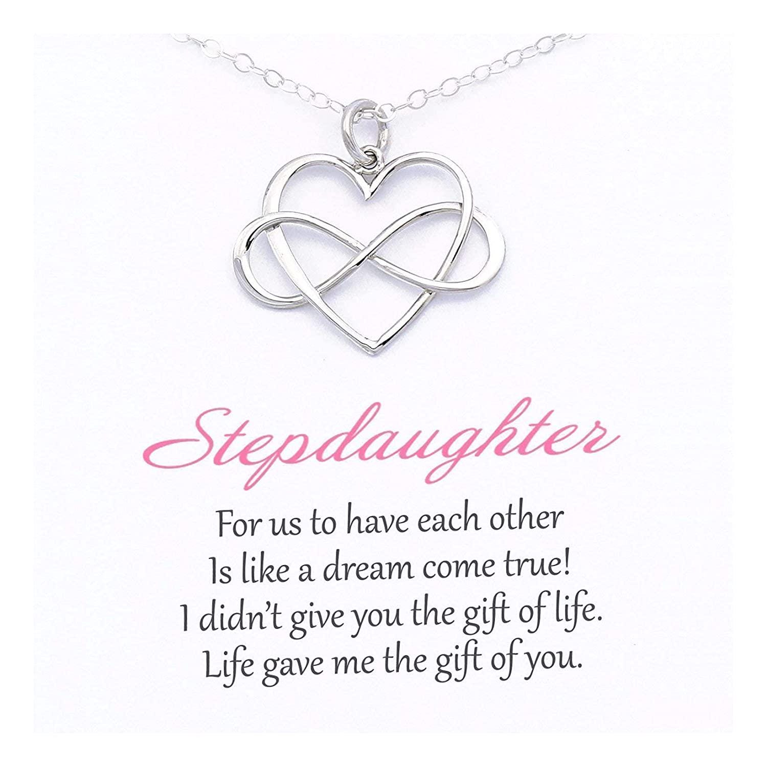 Stepmom Stepdaughter Gift: Sterling Silver Infinity Heart Necklace