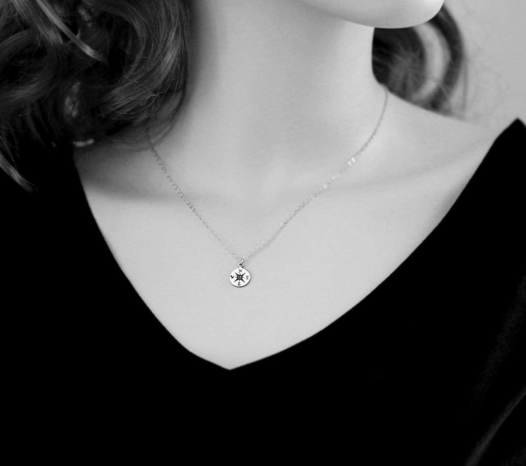 I Would Be Lost Without You, Compass Necklace, Personalized Jewelry, Sterling or 14k Gold, Girlfriend Wife Gift, Romantic Charm Necklace
