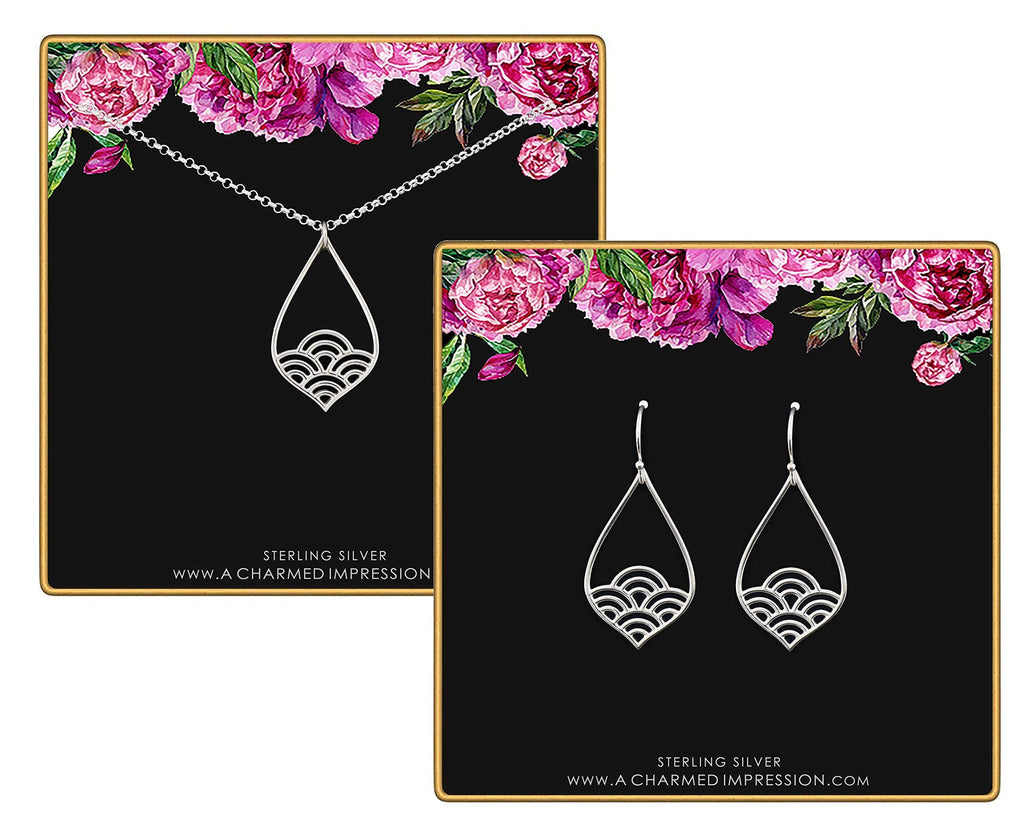 Sterling Silver Wave Teardrop Earrings: Modern Minimalist Hook Earrings