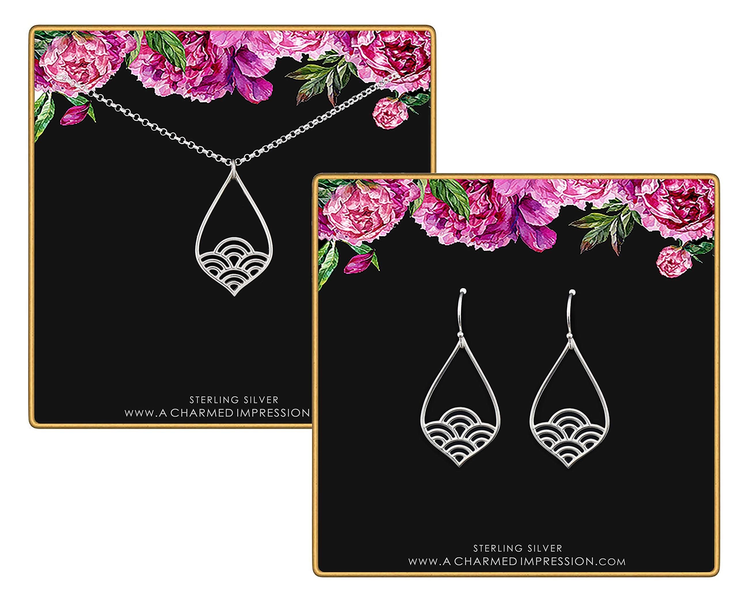 Sterling Silver Wave Teardrop Earrings: Modern Minimalist Hook Earrings
