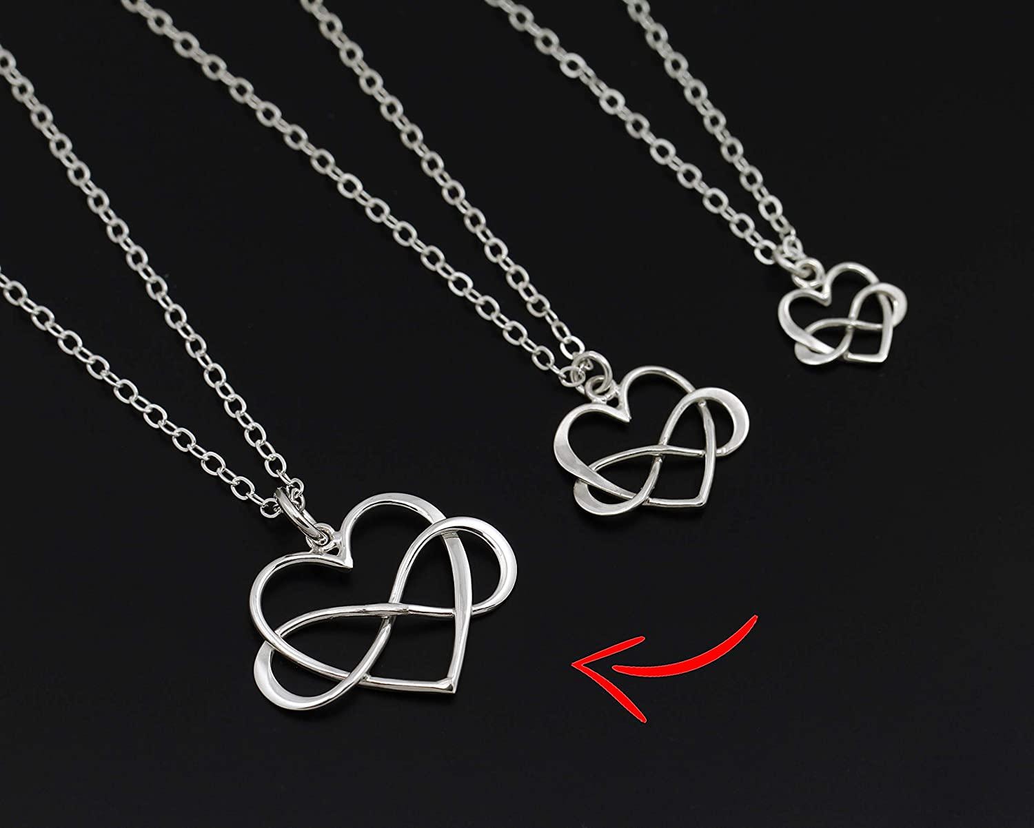 Friendship Gift Necklace Friends for Infinity Sterling Silver Heart Charm Best Friend Jewelry Long Distance BFF Miss You Pendant