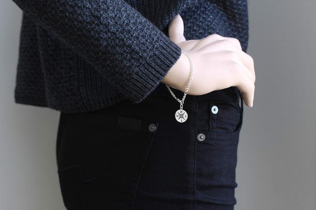 I Would Be Lost Without You, Compass Necklace, Personalized Jewelry, Sterling or 14k Gold, Girlfriend Wife Gift, Romantic Charm Bracelet
