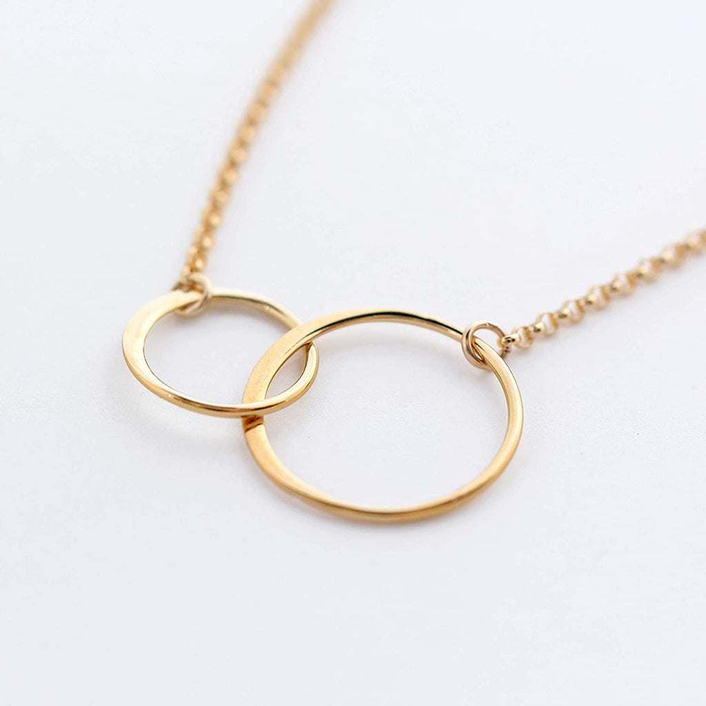 14k Gold Filled Necklace: Interlocking Circle Pendant, Coworker Gift