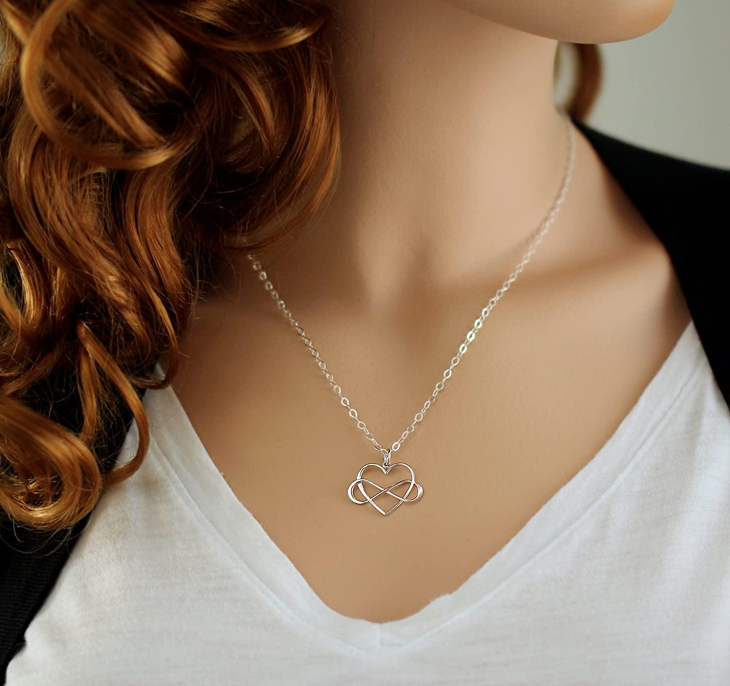 Grandma Grandson Necklace: Silver Infinity Heart Pendant