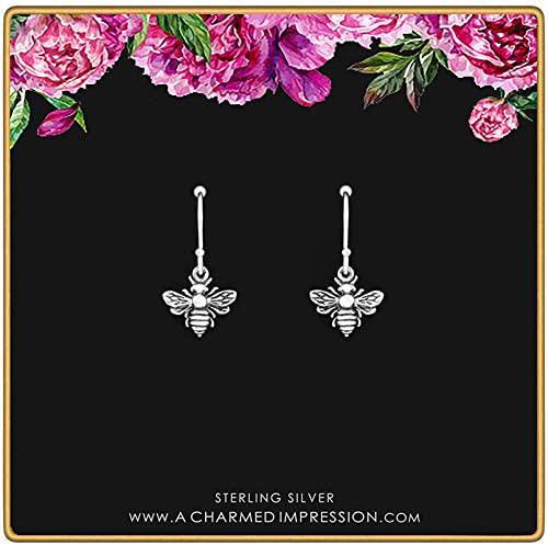 Sterling Silver Bee Earrings: Handcrafted Honeycomb Charm