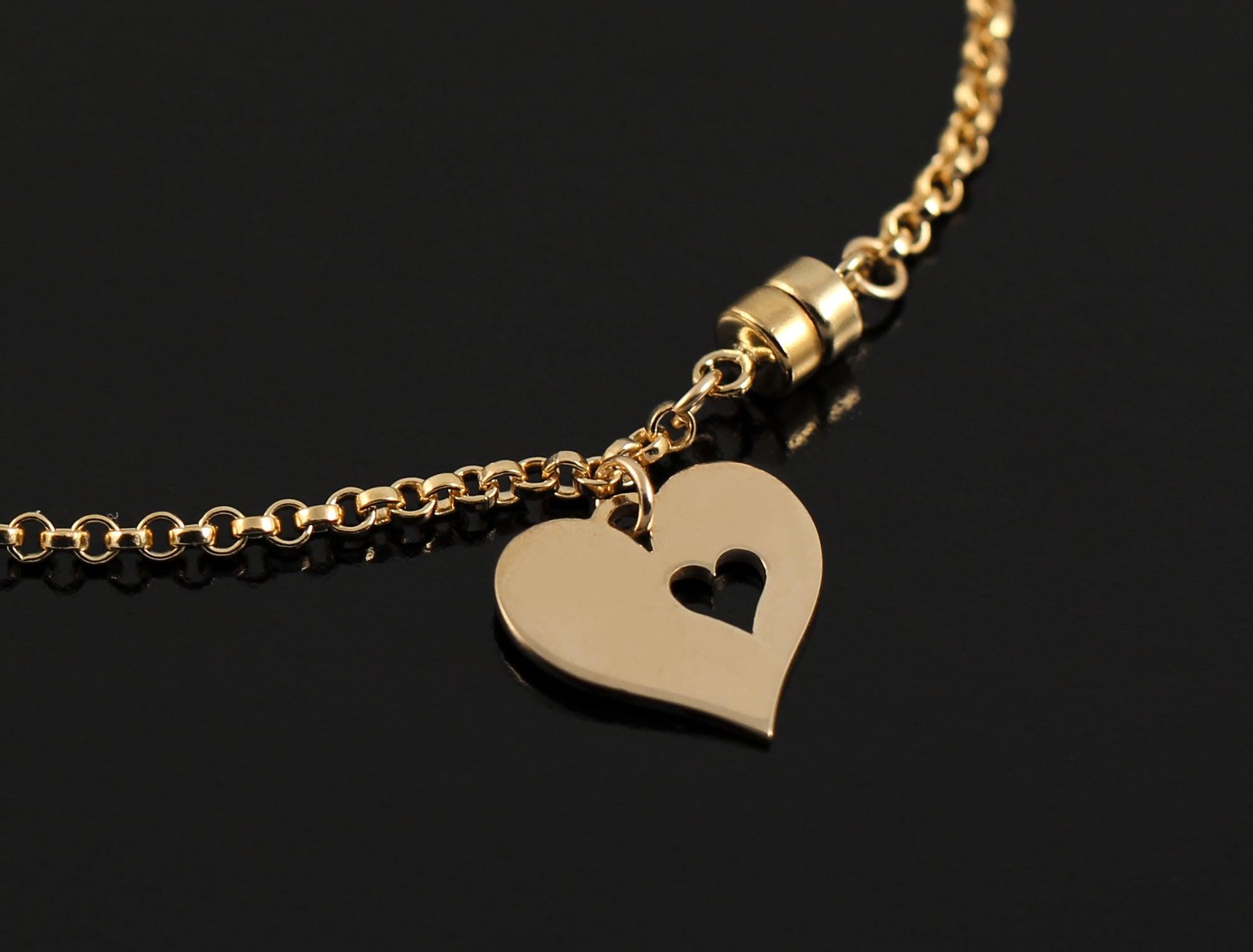 Heart in Heart Bracelet Sweet 16 Gift Magnetic Clasp Sterling Silver 14k Gold Fill Magnetic Clasp Hypoallergenic Teen