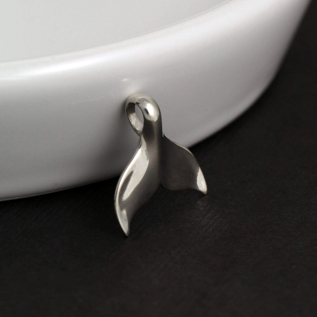 A Charmed Impression Sterling Silver High Polished Mermaid Tail  Whale Tail  Necklace Pendant Charm