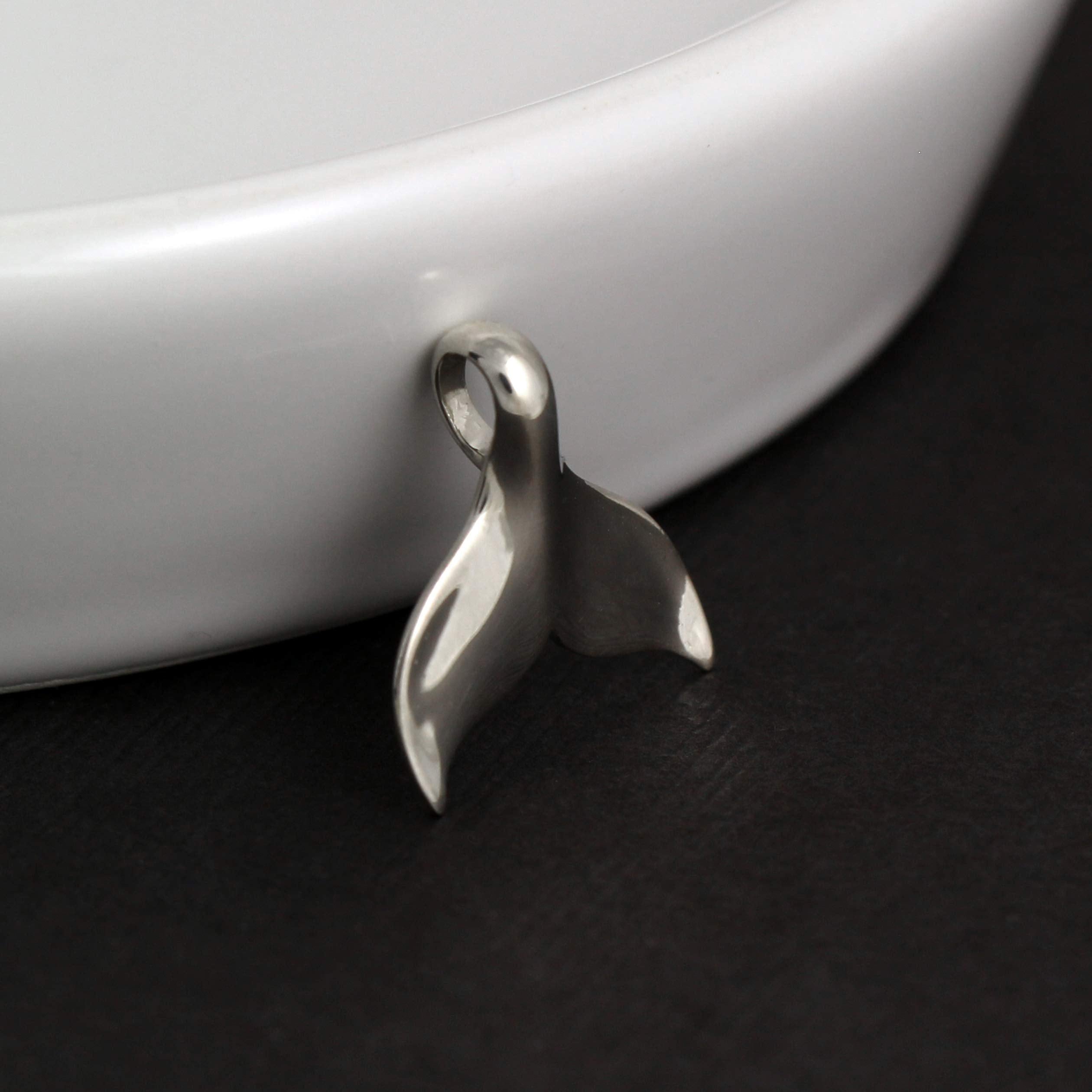 A Charmed Impression Sterling Silver High Polished Mermaid Tail  Whale Tail  Necklace Pendant Charm