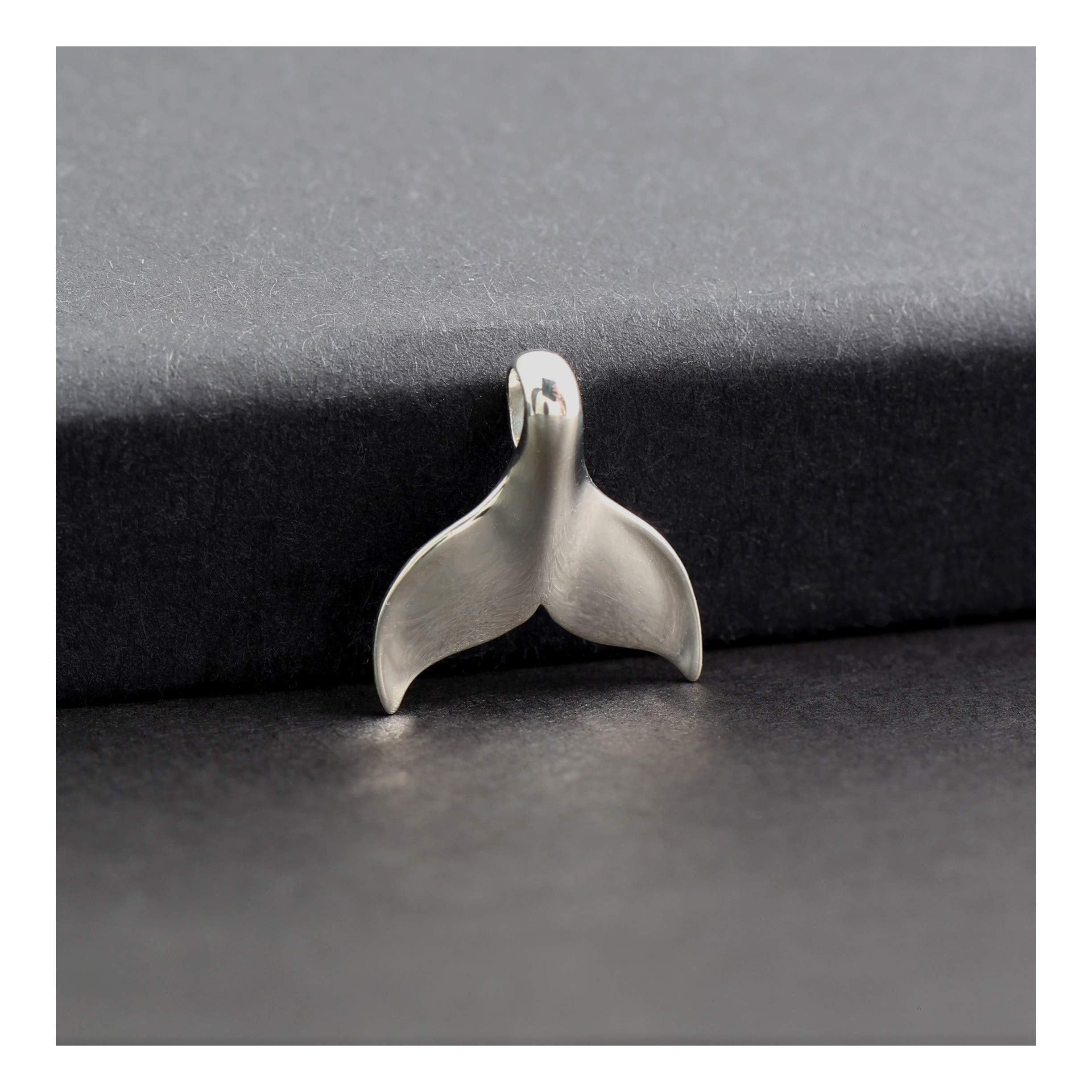 A Charmed Impression Sterling Silver High Polished Mermaid Tail  Whale Tail  Necklace Pendant Charm
