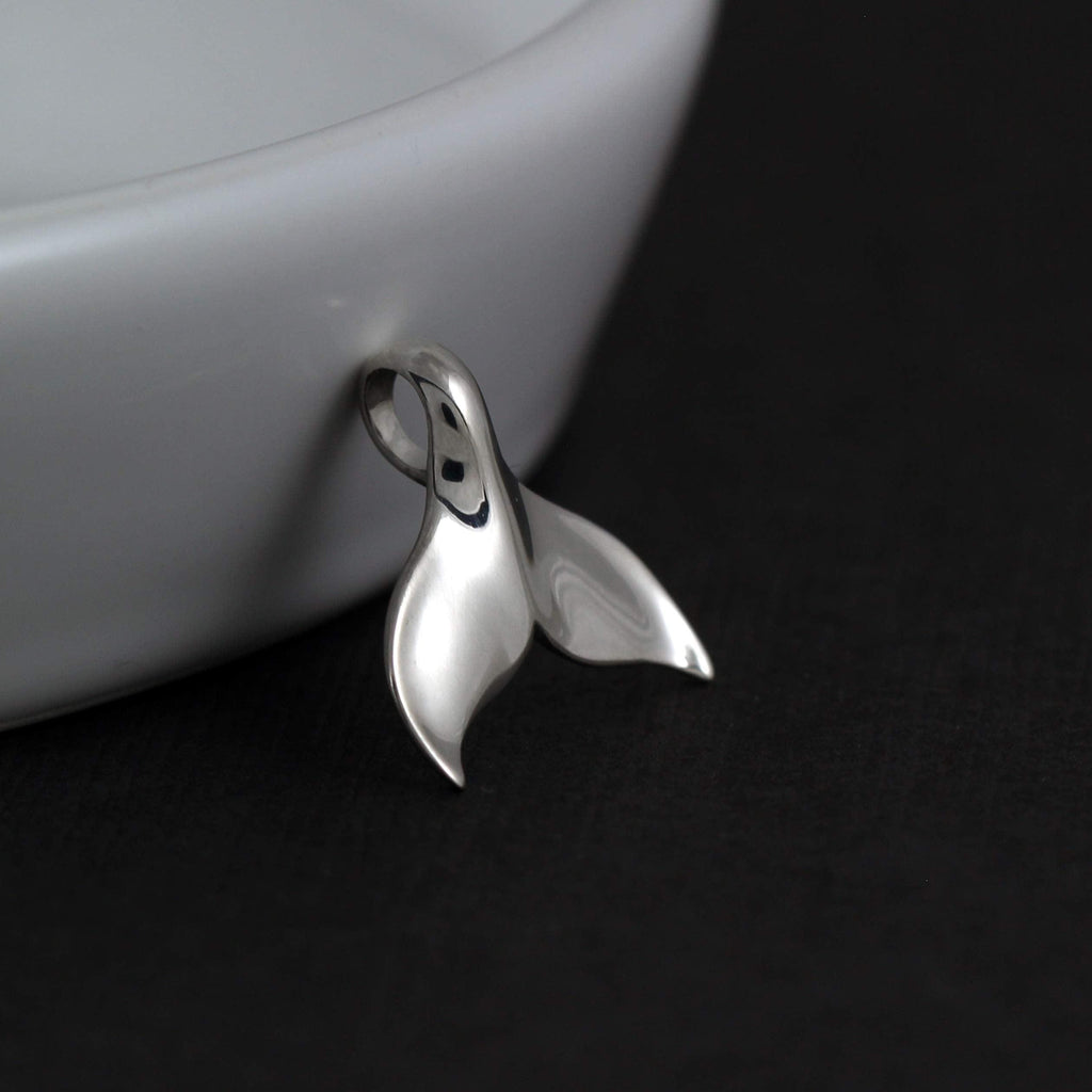A Charmed Impression Sterling Silver High Polished Mermaid Tail  Whale Tail  Necklace Pendant Charm