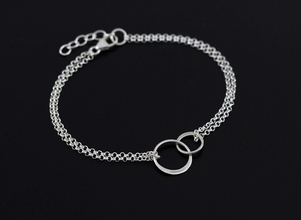 Interlocking Circles Bracelet Tribe Gift Women Support Strength Sterling Silver 14k Gold Fill Hypoallergenic Adjustable