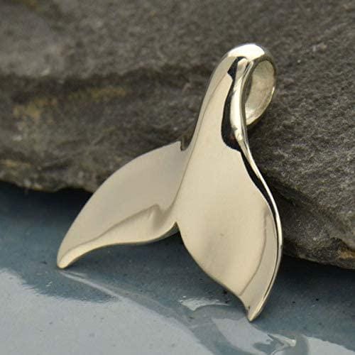 A Charmed Impression Sterling Silver High Polished Mermaid Tail  Whale Tail  Necklace Pendant Charm