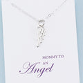 Mommy to an Angel  Mother's Remembrance Necklace  Sterling Silver  Tiny Wing Charm  Child Memorial Jewelry