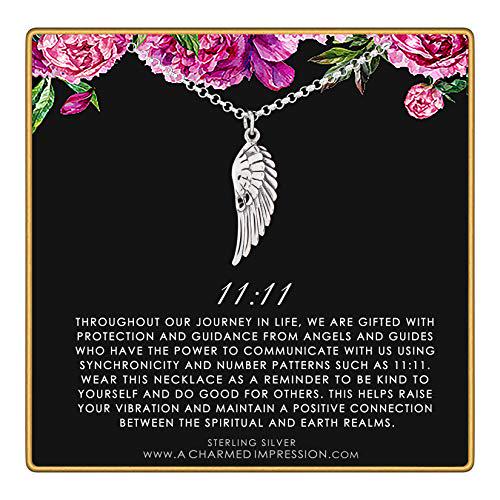 11:11 Necklace - Sterling Silver Angel Wing Charm