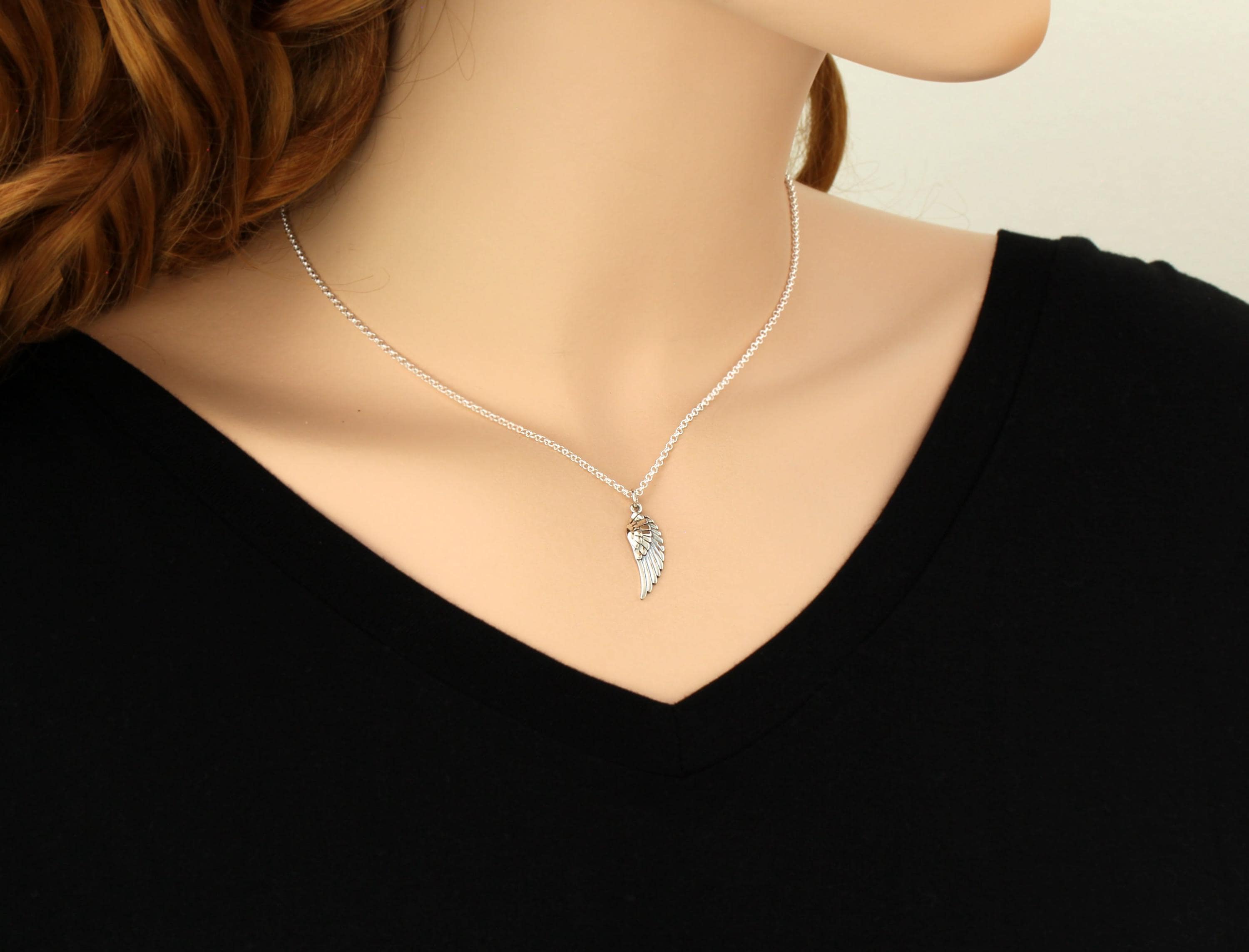 11:11 Necklace - Sterling Silver Angel Wing Charm