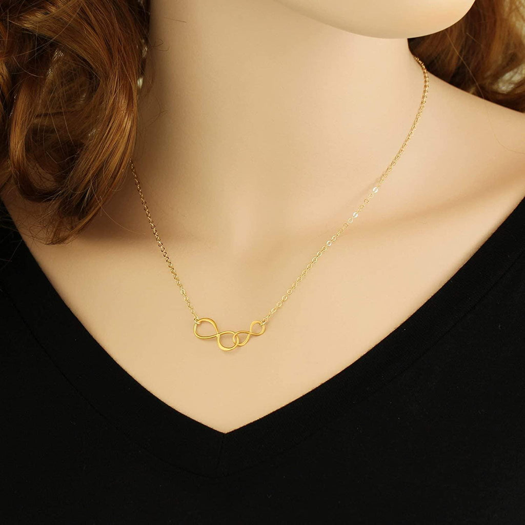 Father Daughter Necklace: 925 Sterling SIlver or 14k Gold Double Infinity Pendant