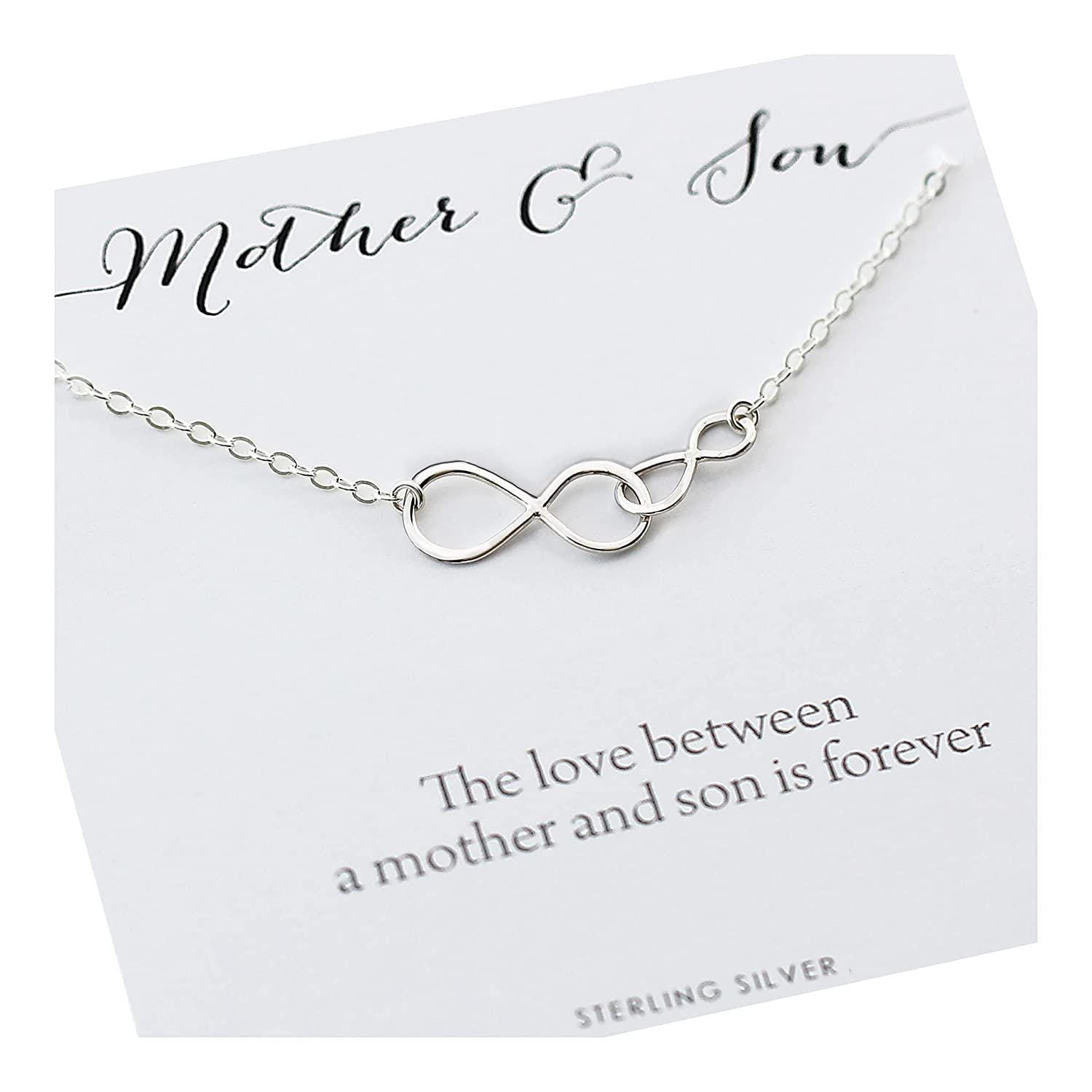 Mother and Son Necklace  Intentional Boy Mom Gift  Sterling Silver Double Infinity  Infinite Love
