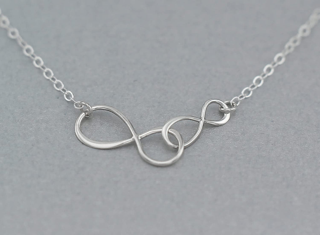 Mother and Son Necklace  Intentional Boy Mom Gift  Sterling Silver Double Infinity  Infinite Love