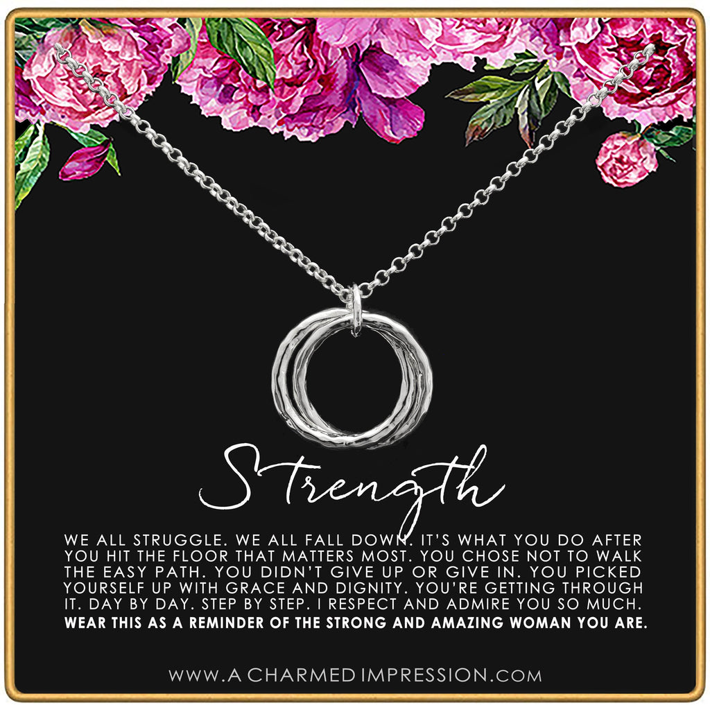 Strength Necklace: 14k Gold Interlocking Rings, Survivor Gift