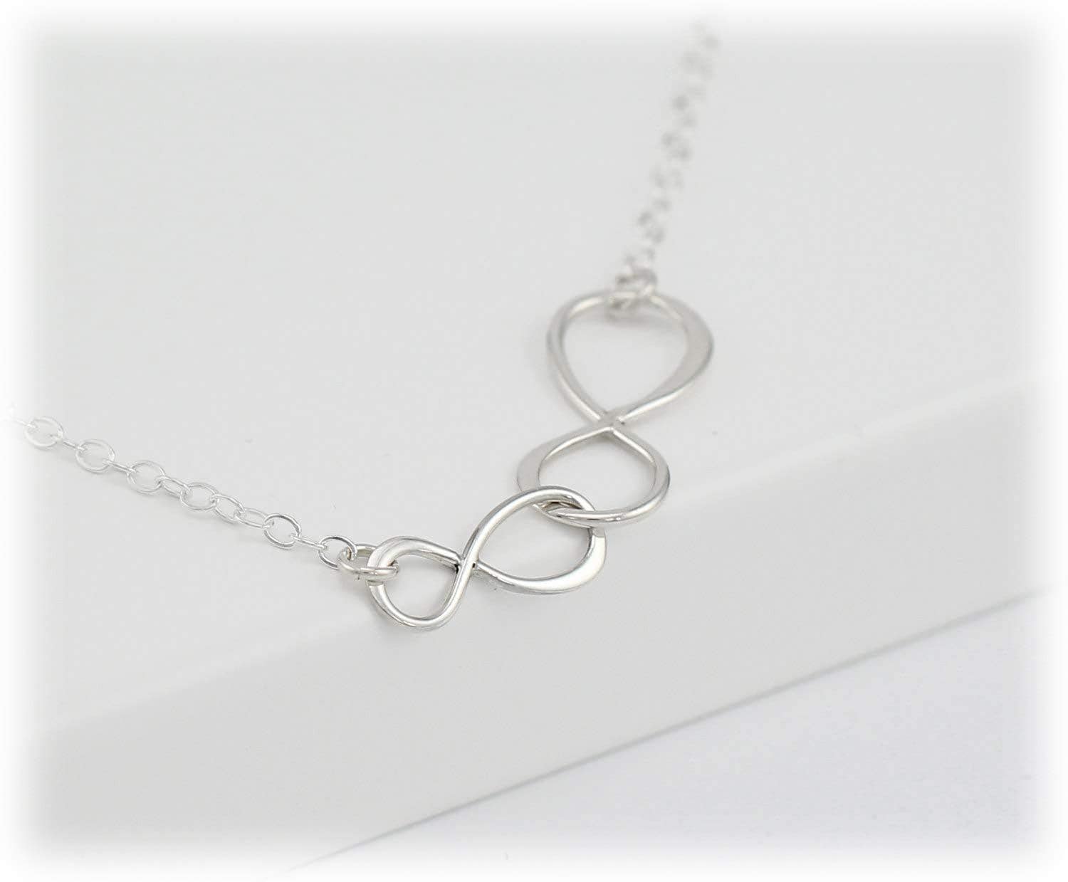 Mother and Son Necklace  Intentional Boy Mom Gift  Sterling Silver Double Infinity  Infinite Love
