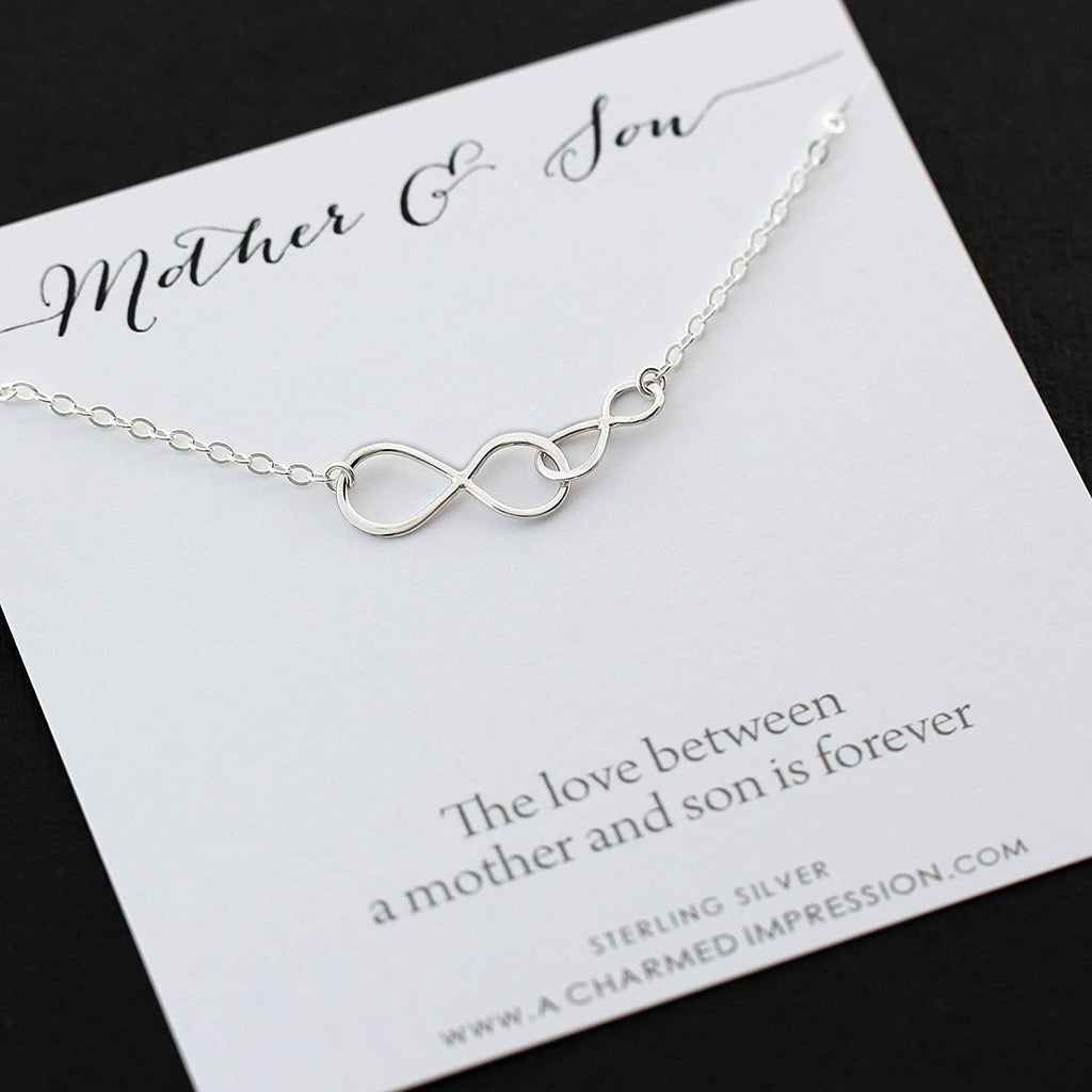 Mother and Son Necklace  Intentional Boy Mom Gift  Sterling Silver Double Infinity  Infinite Love