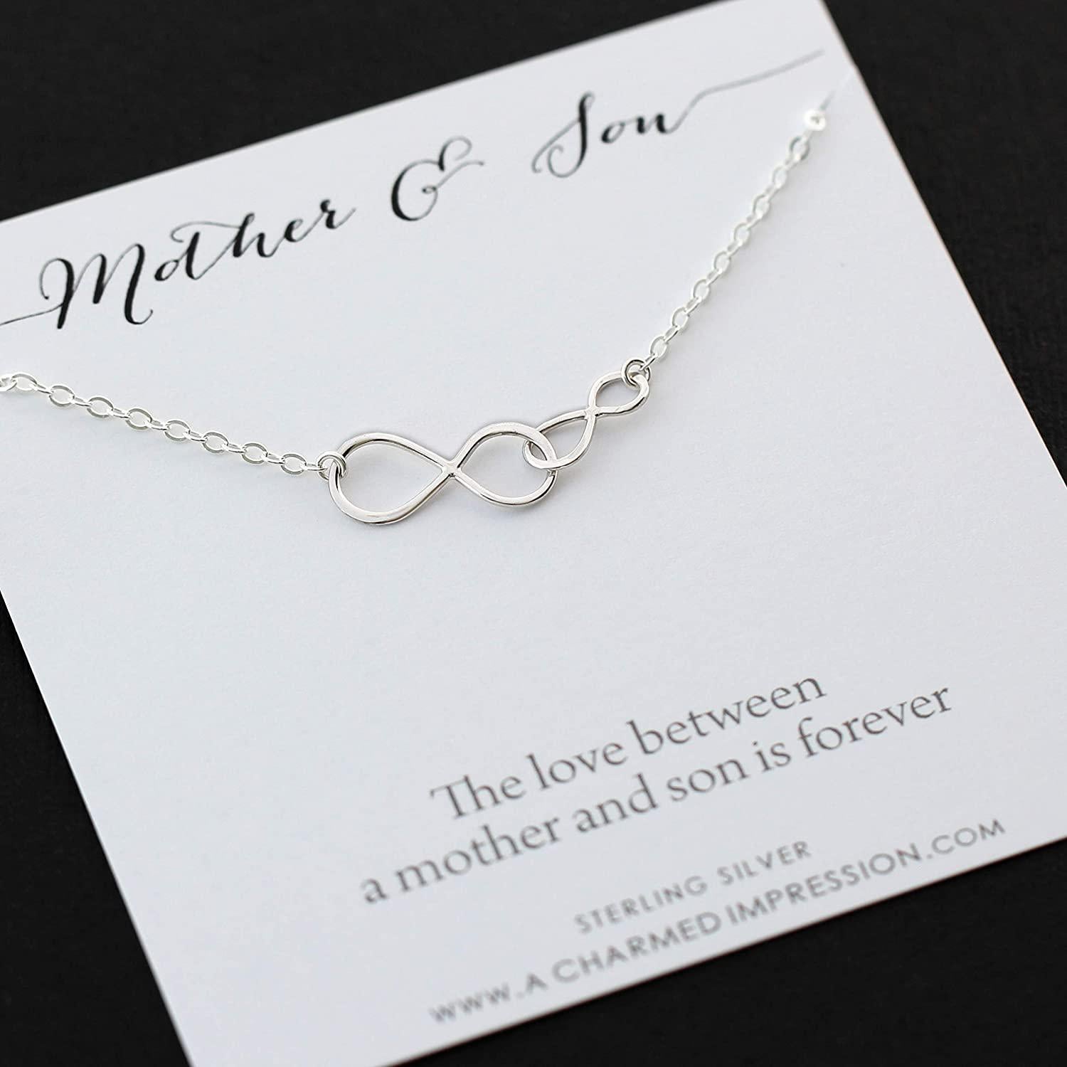 Mother and Son Necklace  Intentional Boy Mom Gift  Sterling Silver Double Infinity  Infinite Love