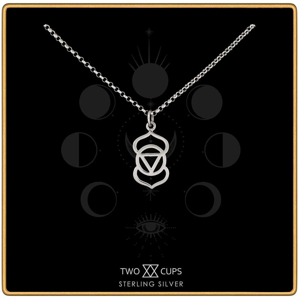 Two Cups Third Eye Chakra Charm Necklace  Healing Jewelry  Adjustable Length Chain