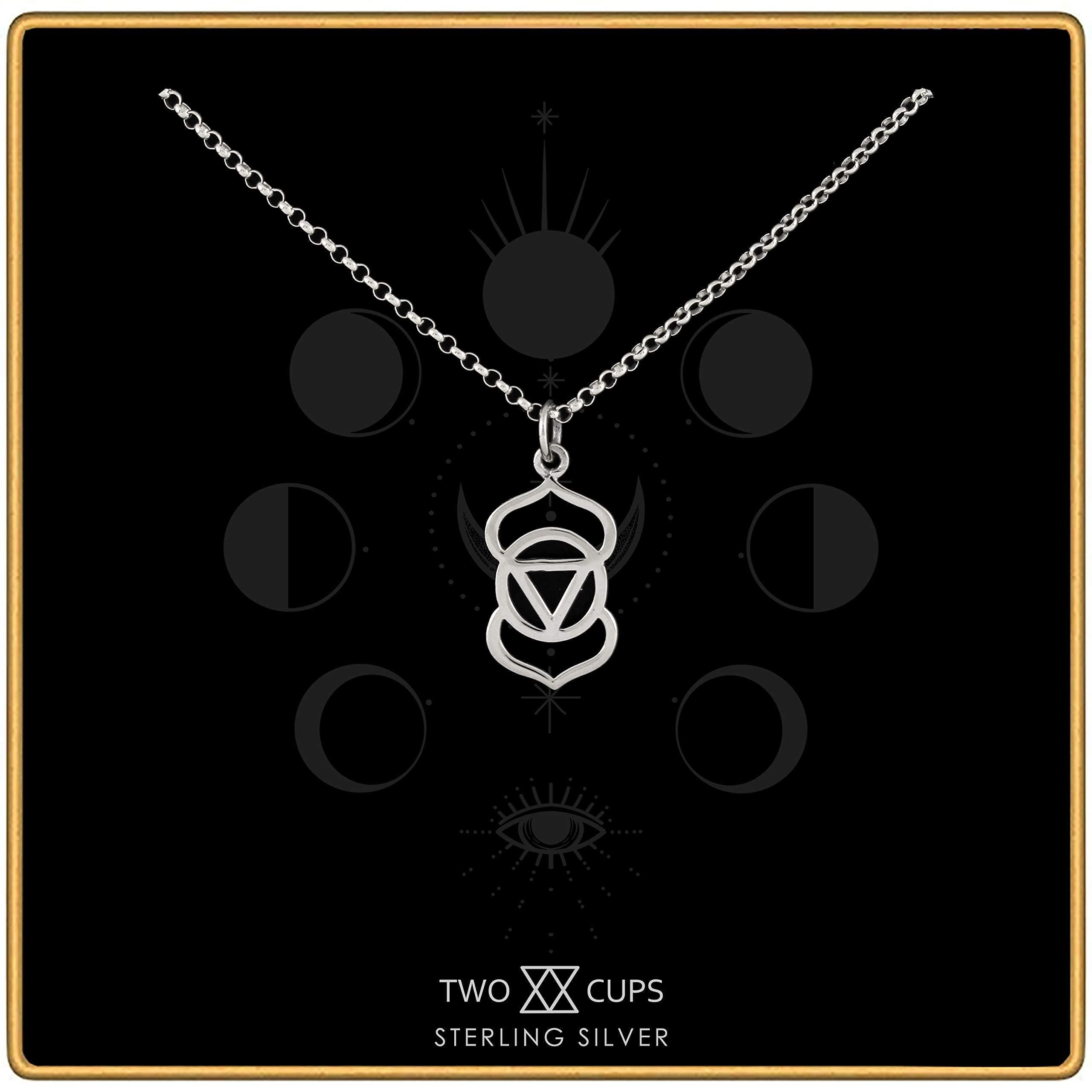 Two Cups Third Eye Chakra Charm Necklace  Healing Jewelry  Adjustable Length Chain