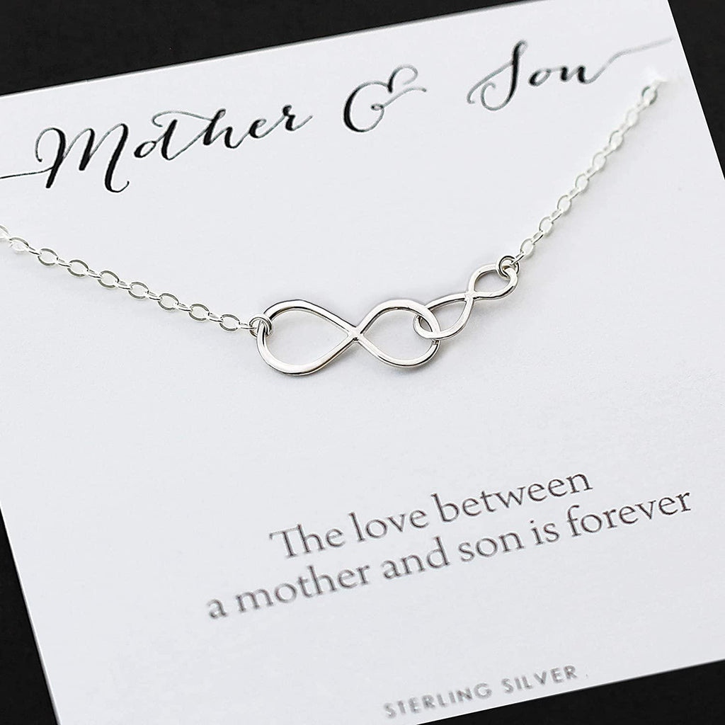 Mother and Son Necklace  Intentional Boy Mom Gift  Sterling Silver Double Infinity  Infinite Love