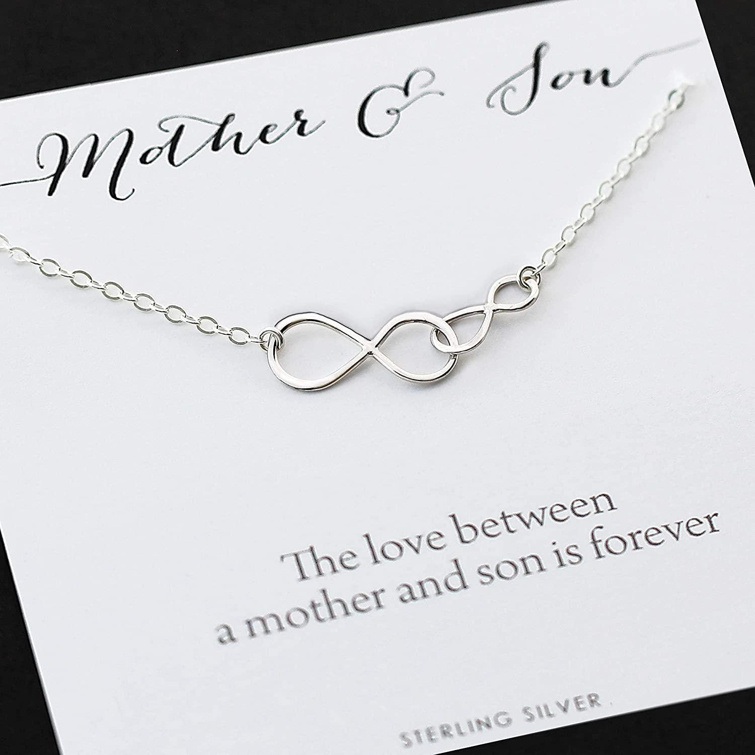 Mother and Son Necklace  Intentional Boy Mom Gift  Sterling Silver Double Infinity  Infinite Love