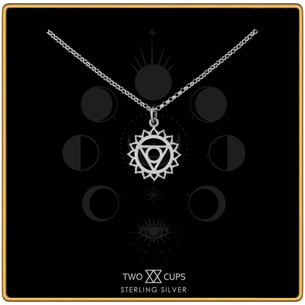 Two Cups Throat Chakra Necklace  Healing Jewelry  Adjustable Length Chain