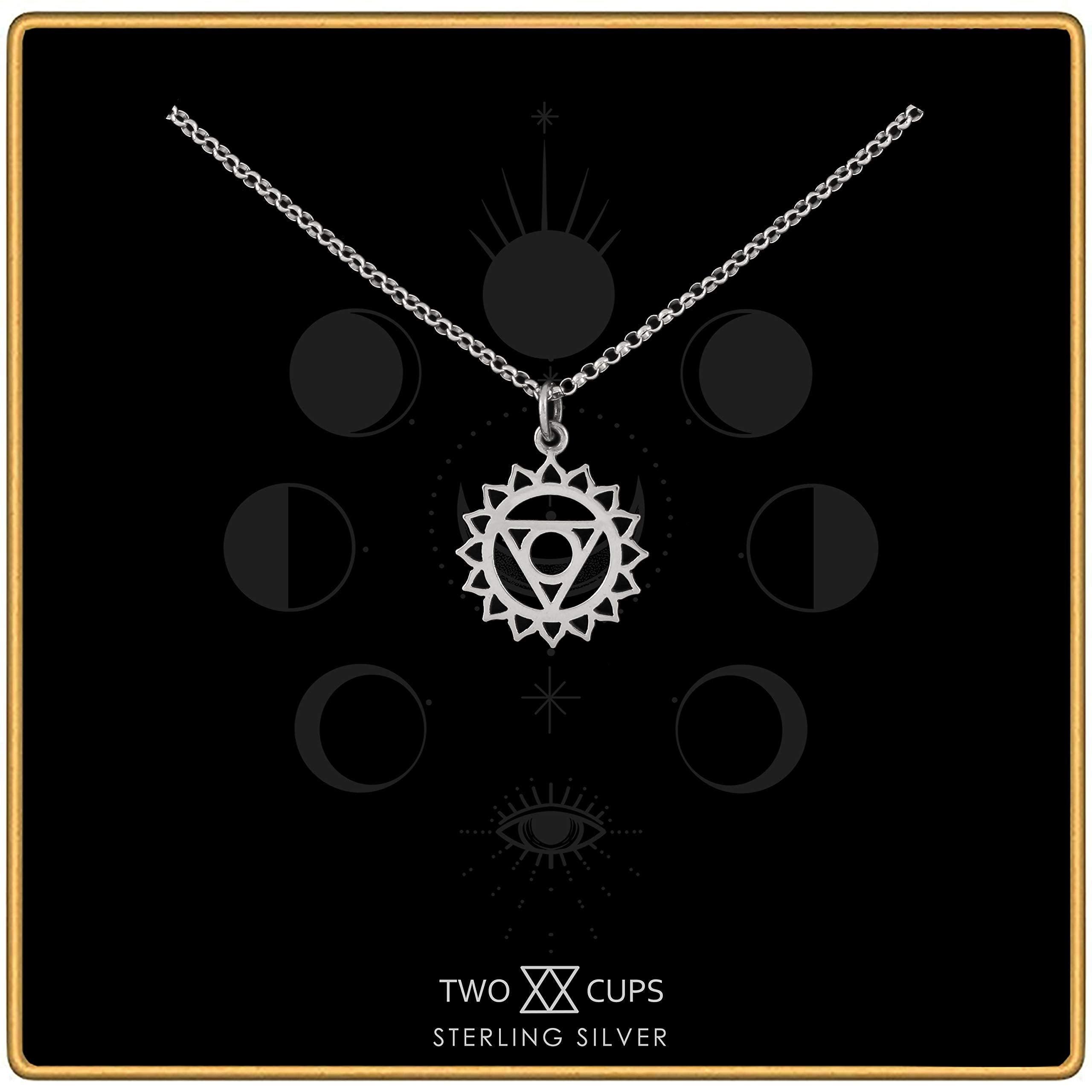 Two Cups Throat Chakra Necklace  Healing Jewelry  Adjustable Length Chain